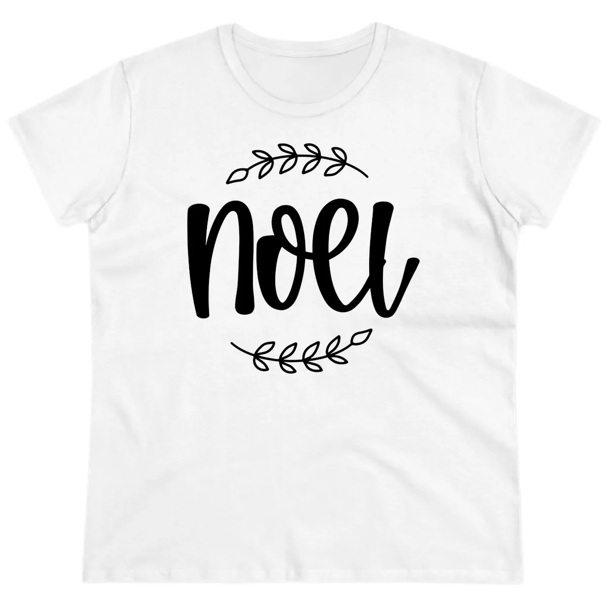 Elegant Noel Christmas Script Ladies Tee in White