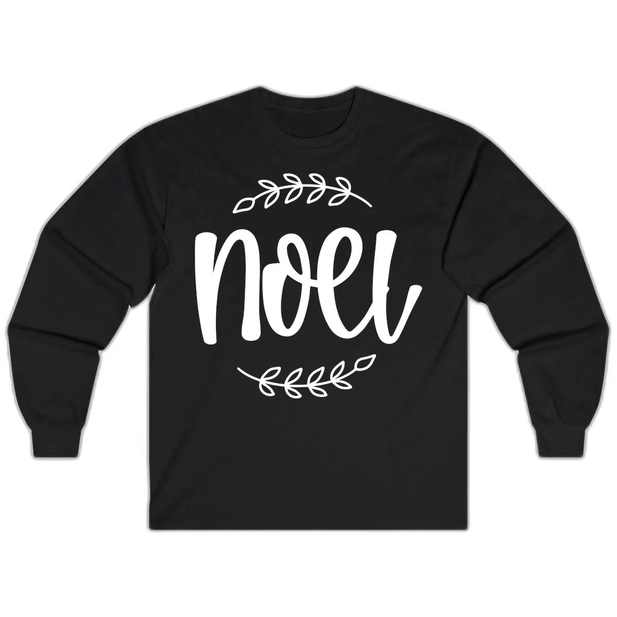 Elegant Noel Christmas Script Long Sleeve in Black