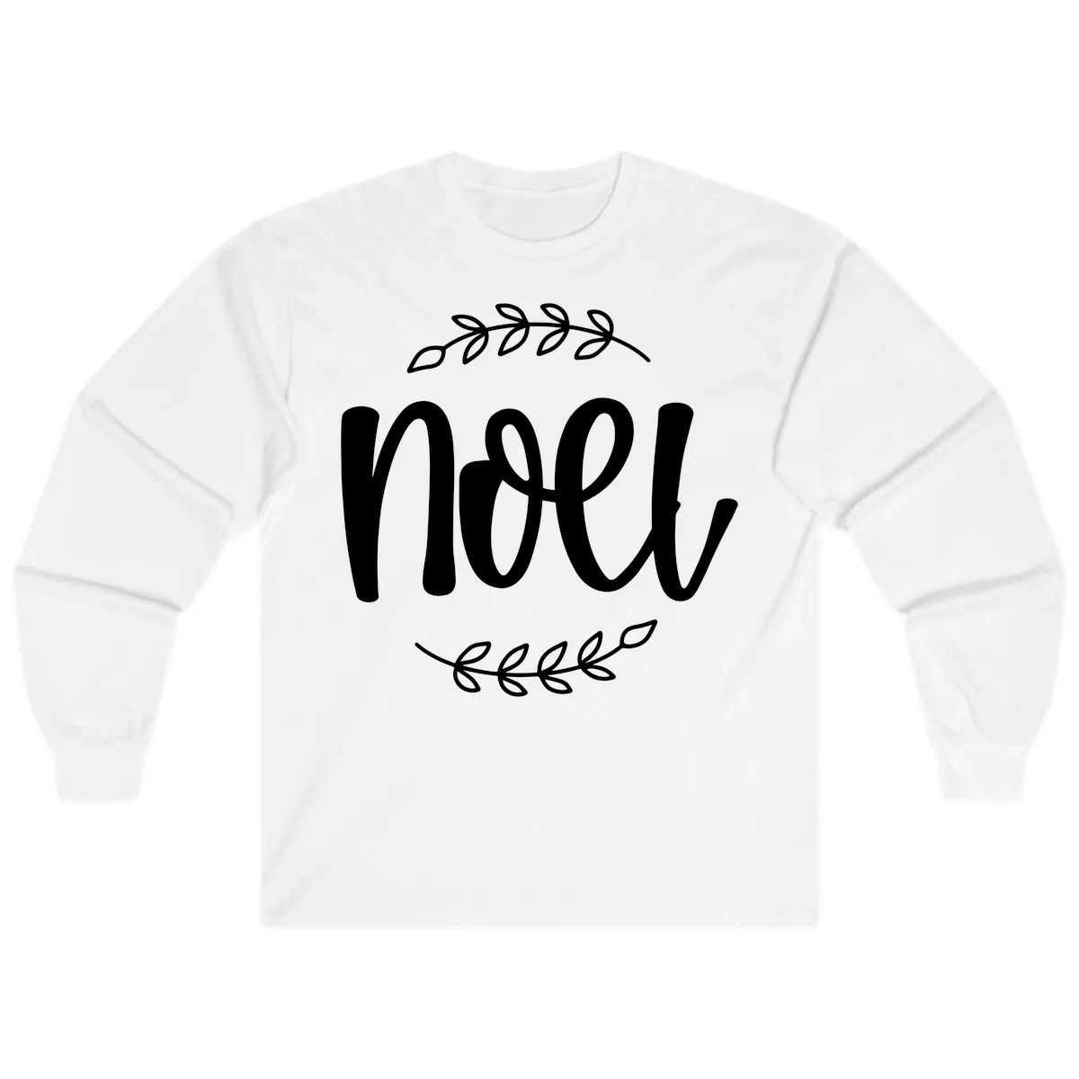 Elegant Noel Christmas Script Long Sleeve in White
