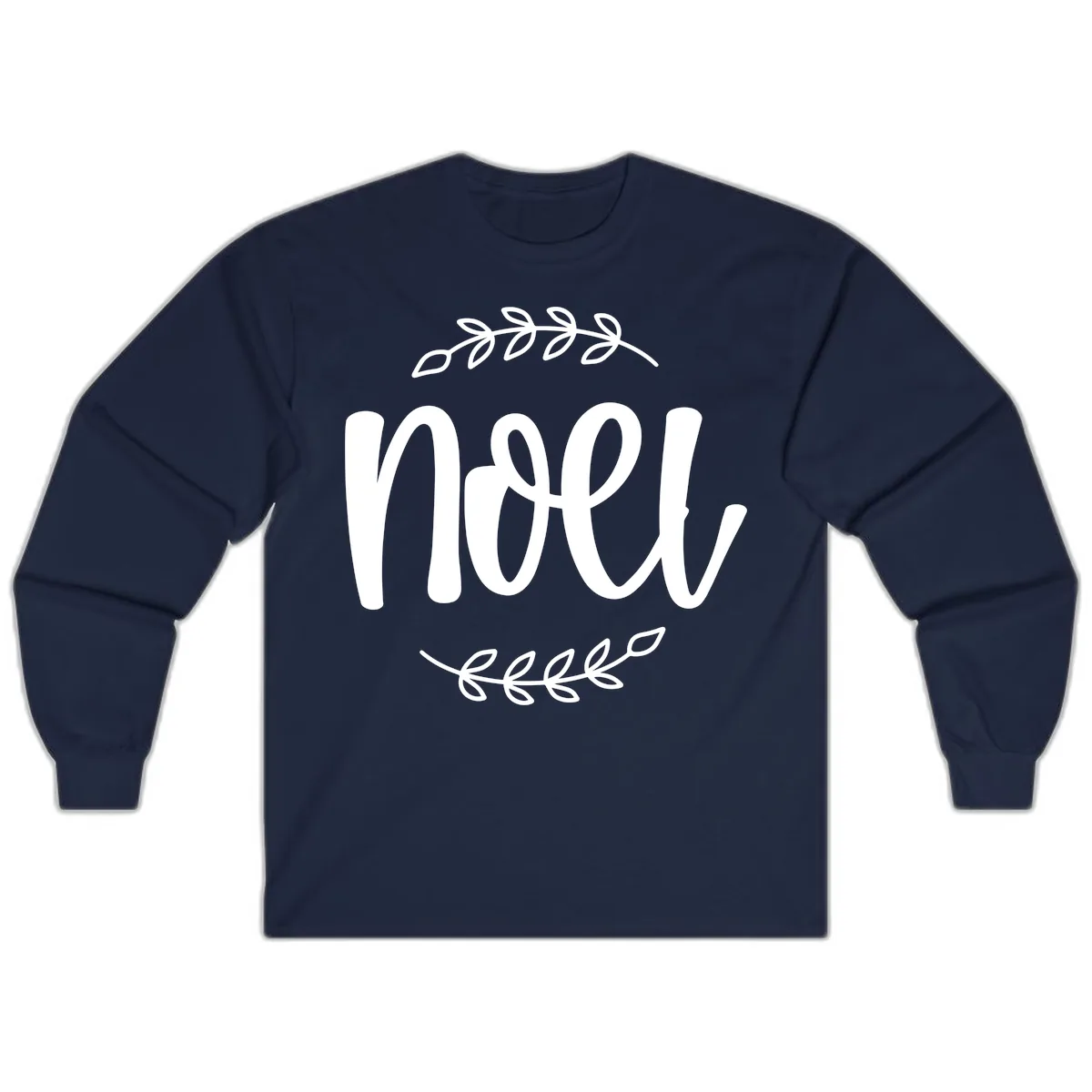Elegant Noel Christmas Script Long Sleeve in Navy