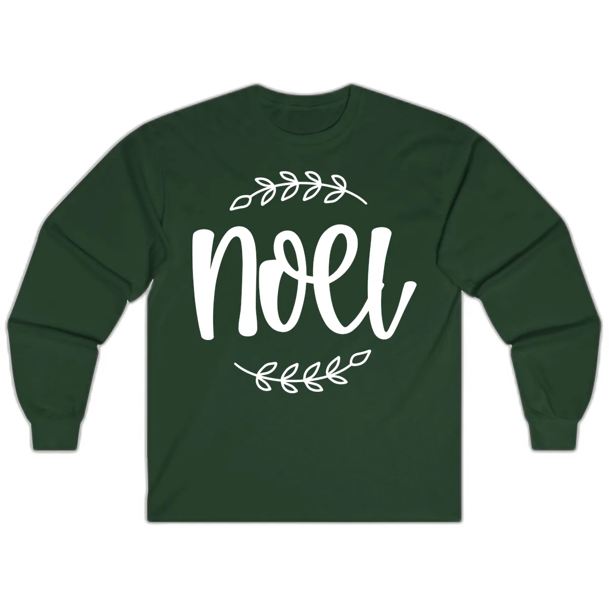 Elegant Noel Christmas Script Long Sleeve in Forest Green