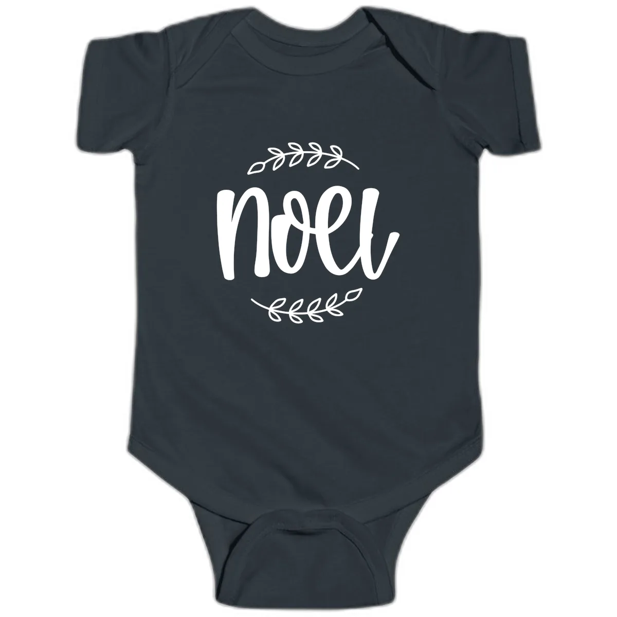 Elegant Noel Christmas Script Baby Onesie in Black