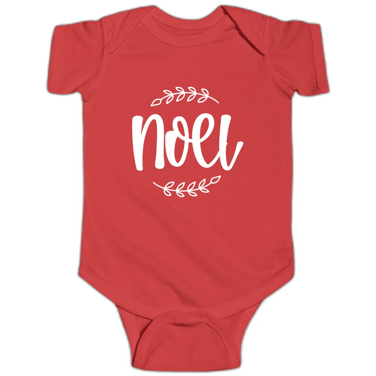 Elegant Noel Christmas Script Baby Onesie in Red