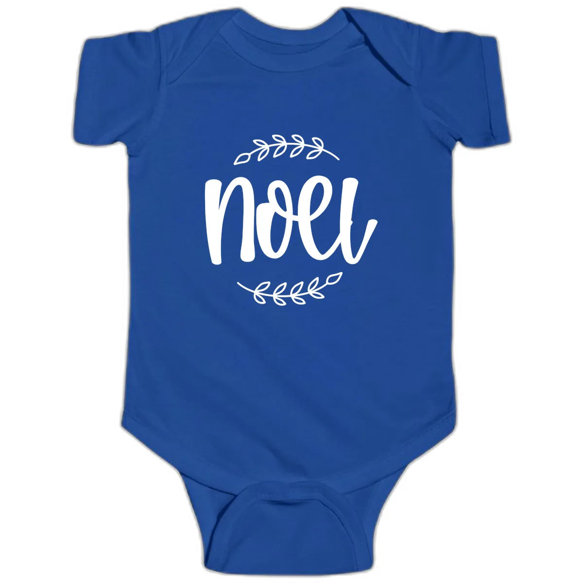 Elegant Noel Christmas Script Baby Onesie in Royal