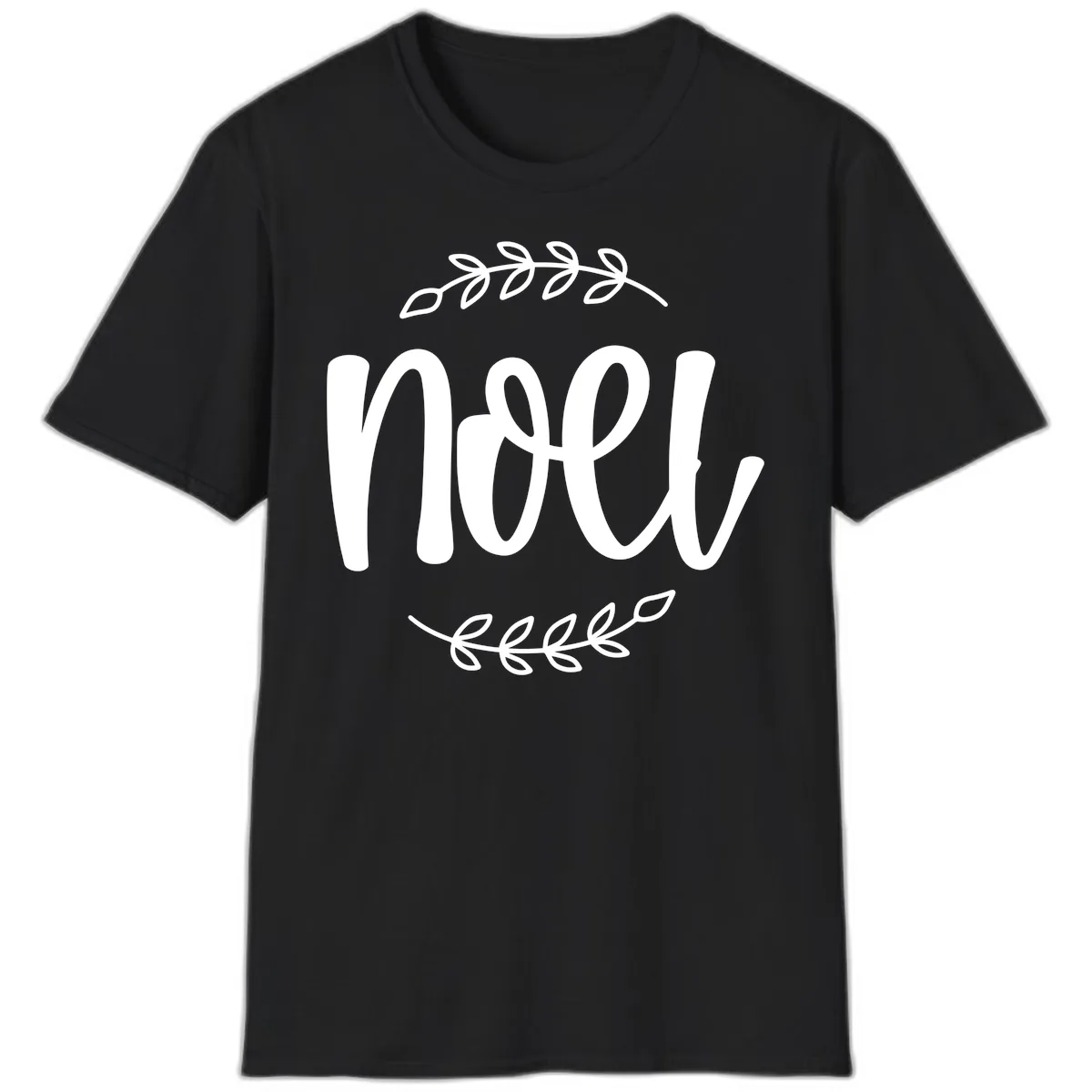 Elegant Noel Christmas Script T-Shirt in Black
