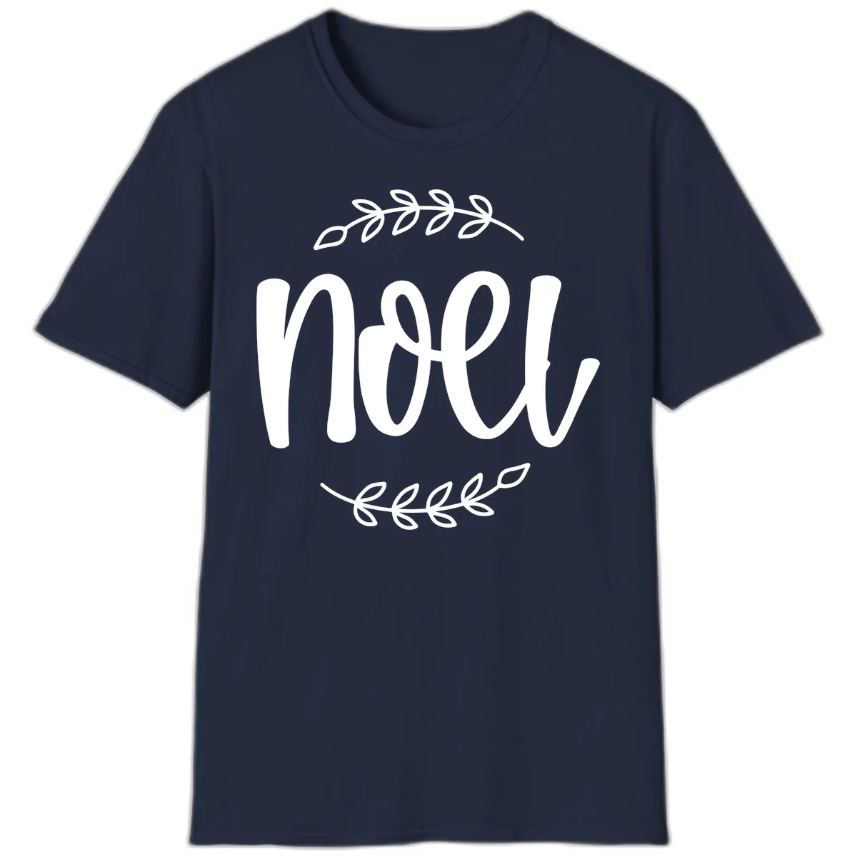 Elegant Noel Christmas Script T-Shirt in Navy
