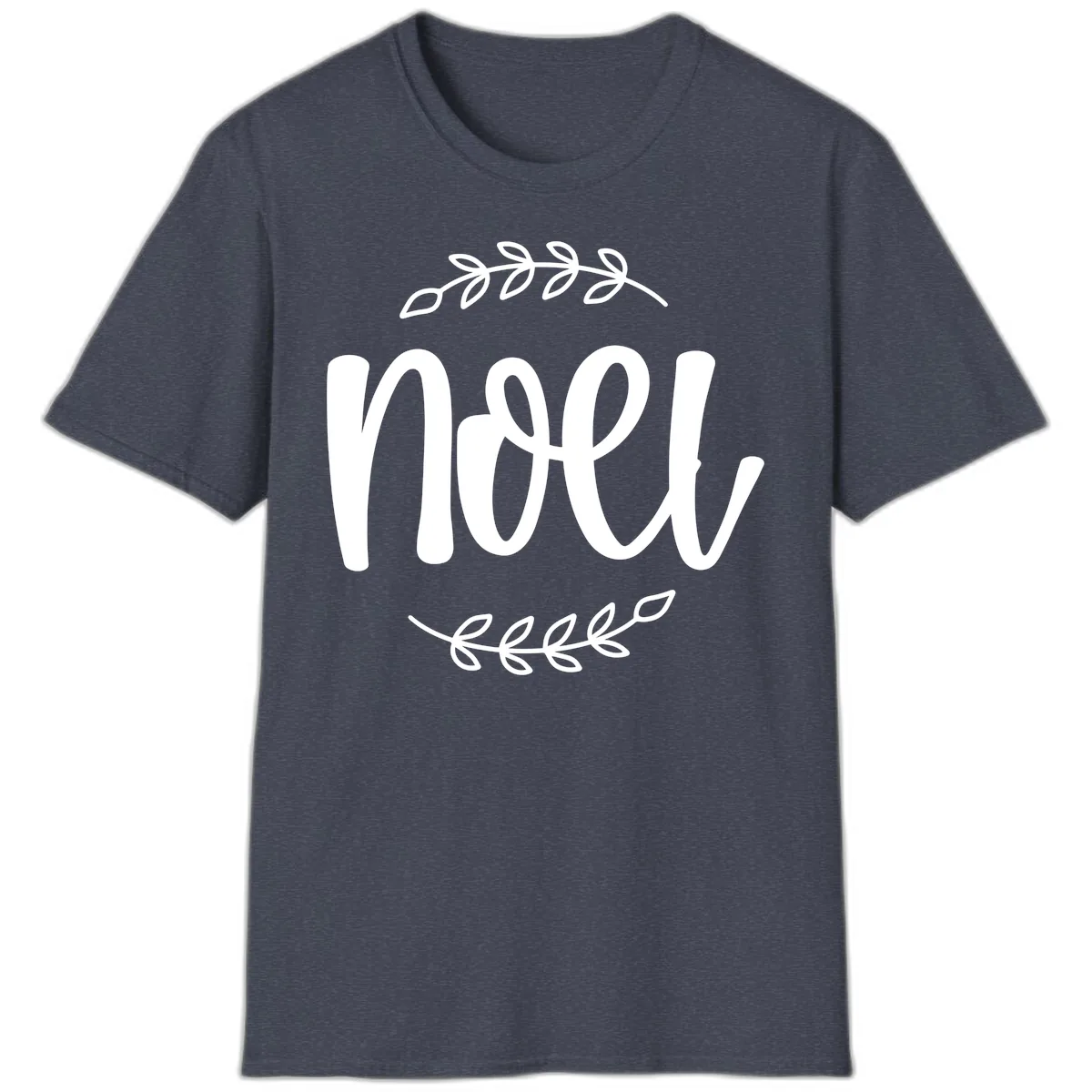 Elegant Noel Christmas Script T-Shirt in Heather Navy