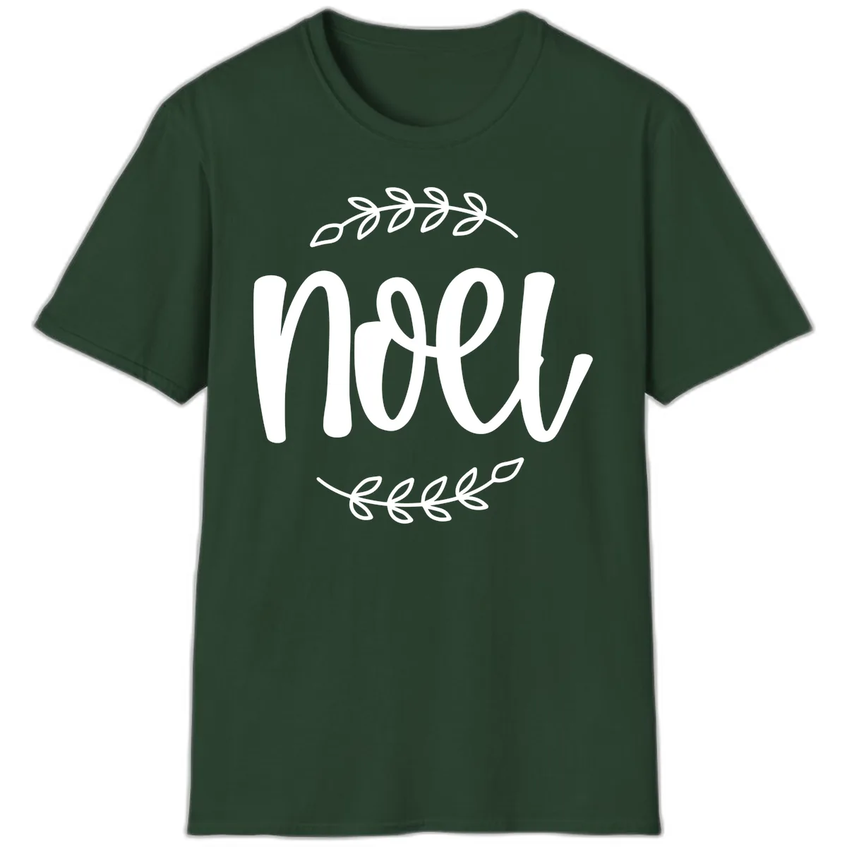 Elegant Noel Christmas Script T-Shirt in Forest Green