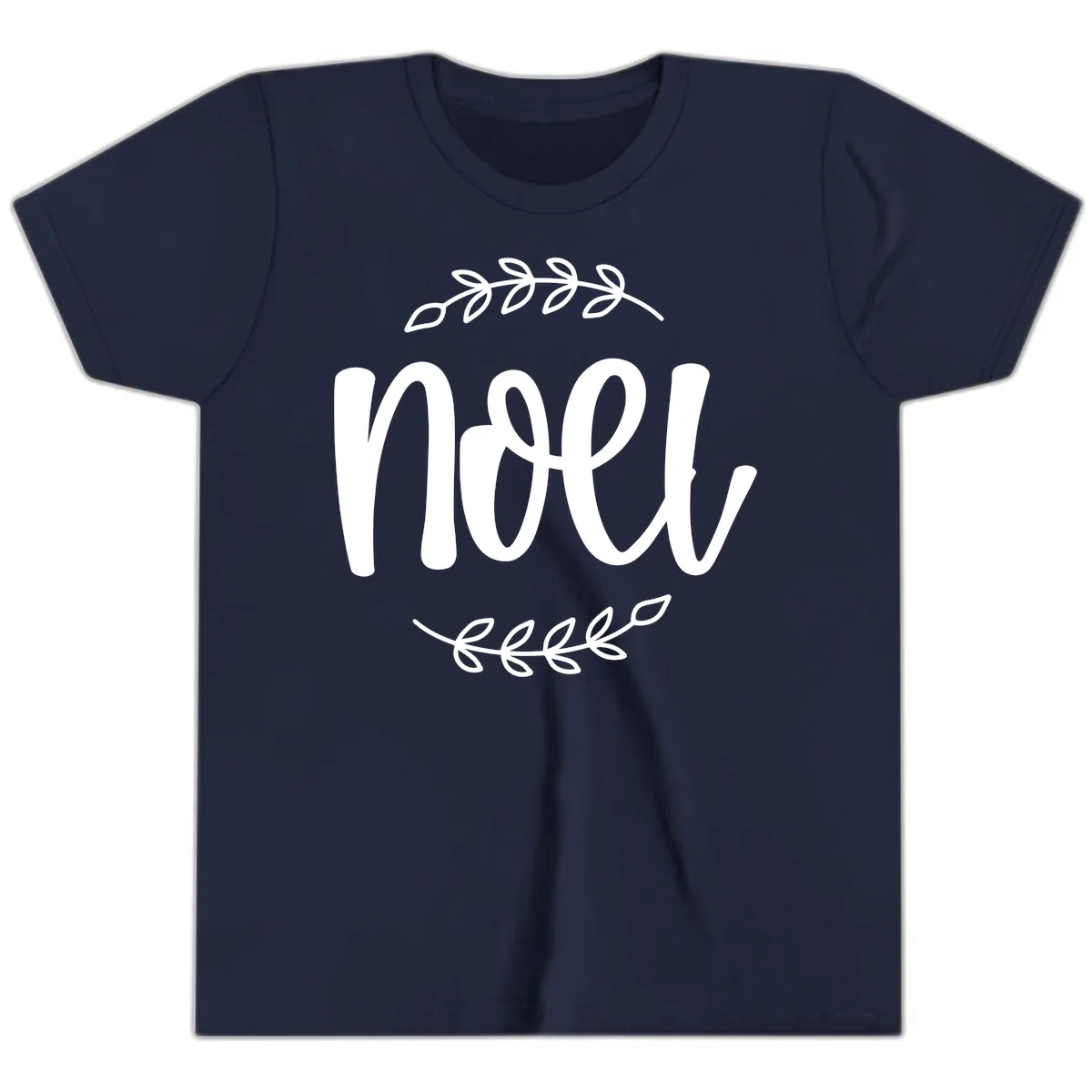 Elegant Noel Christmas Script Youth T-Shirt in Navy