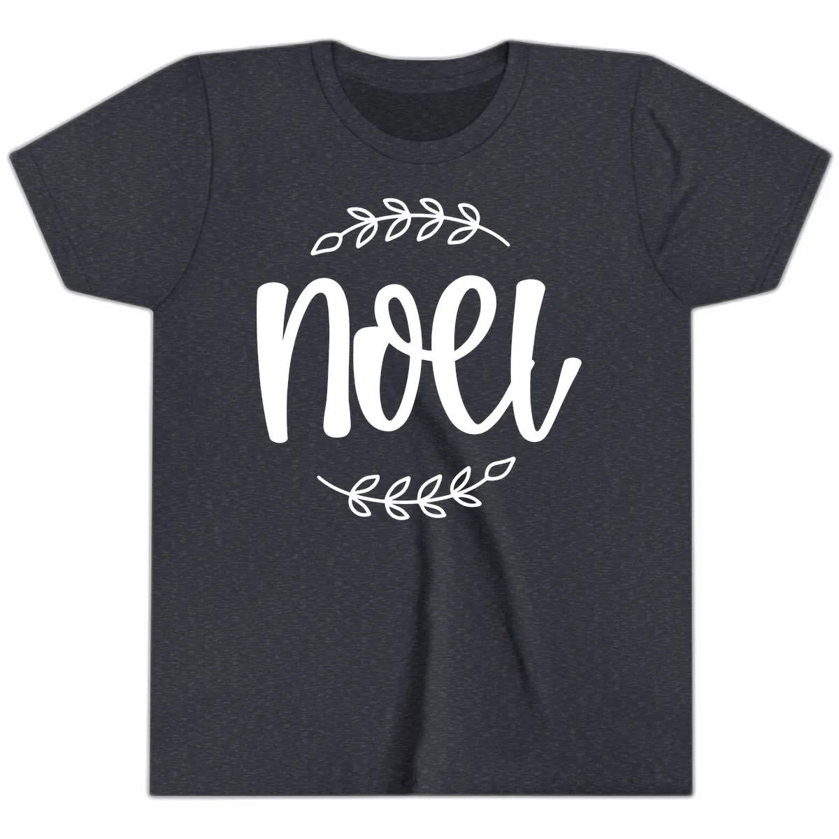 Elegant Noel Christmas Script Youth T-Shirt in Heather Navy