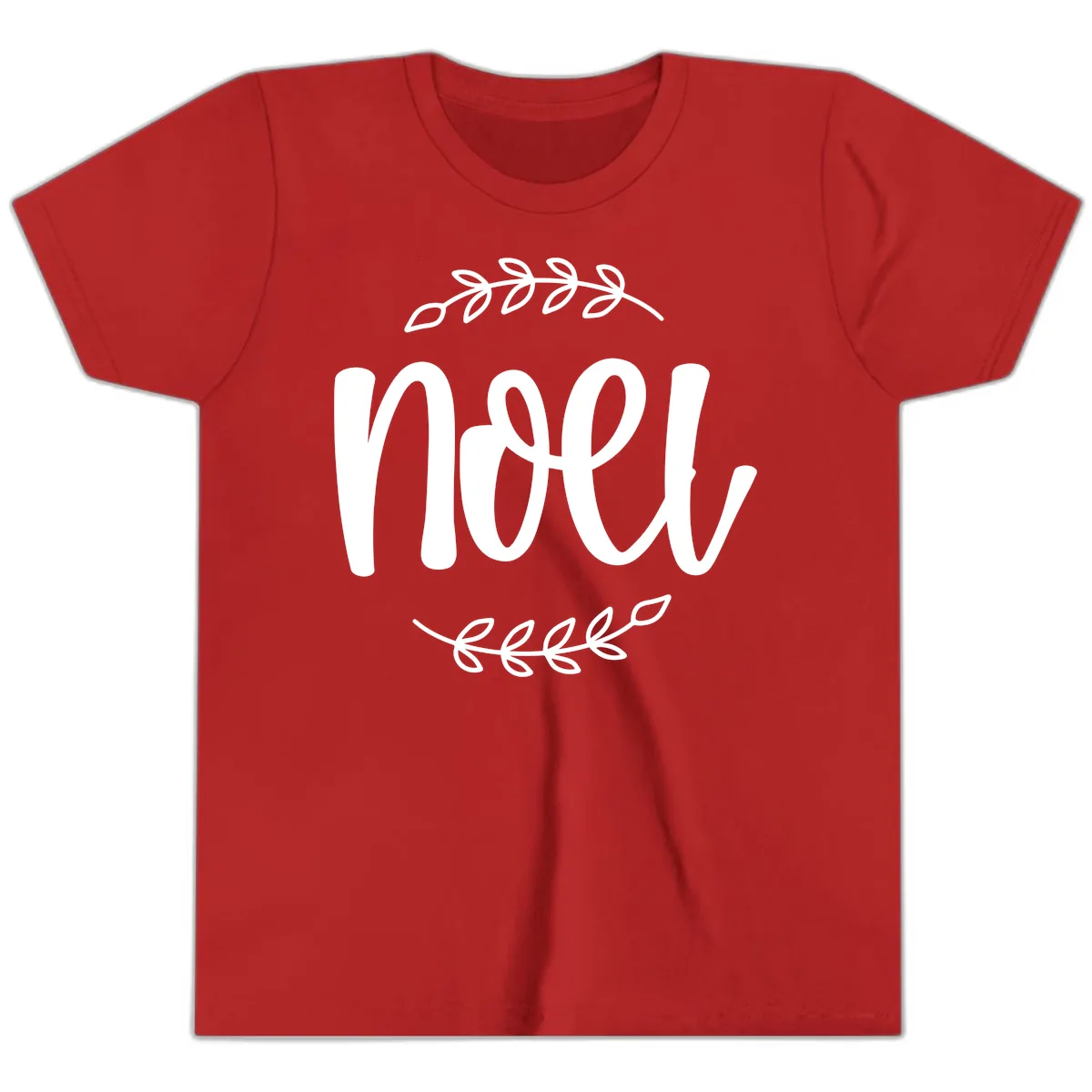 Elegant Noel Christmas Script Youth T-Shirt in Red