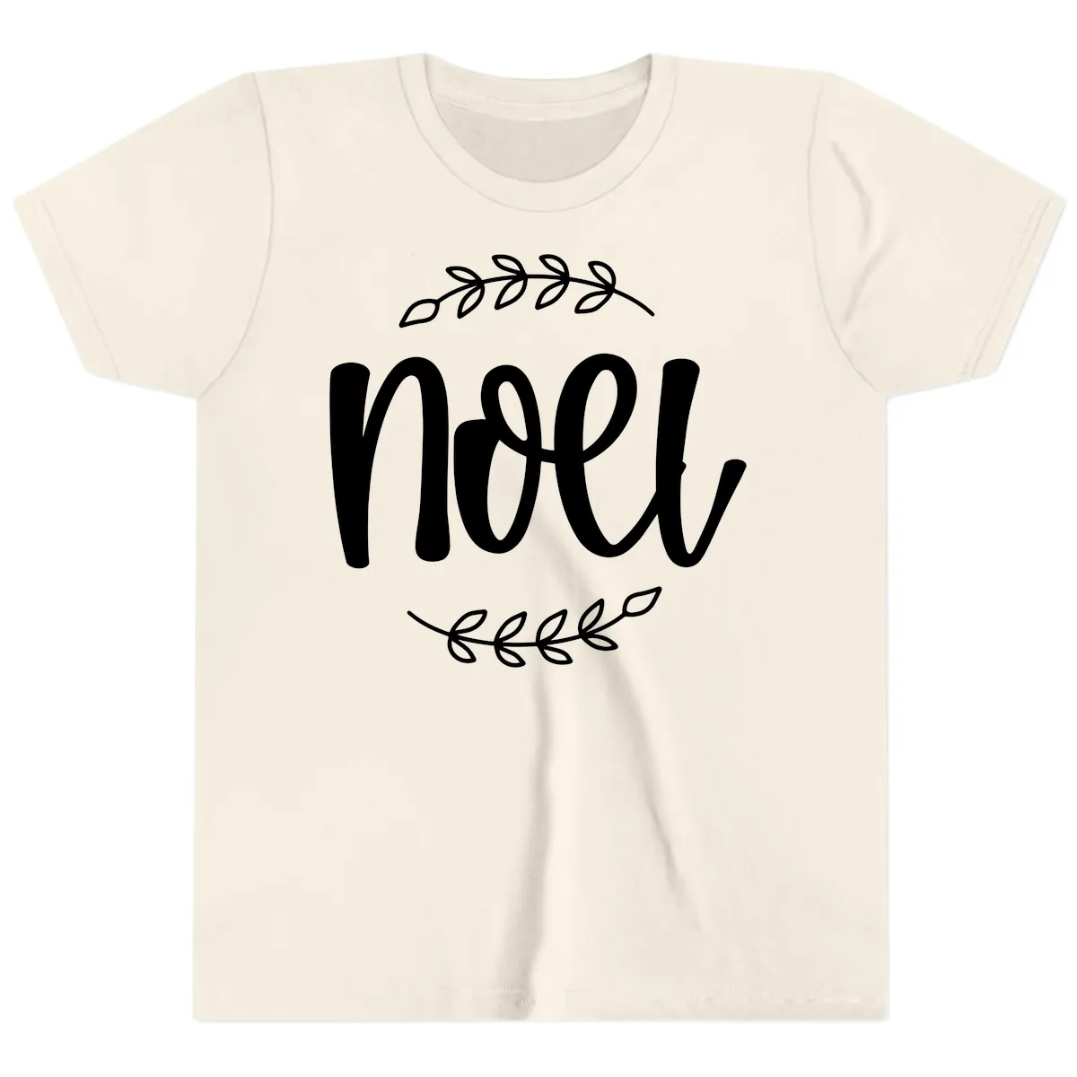 Elegant Noel Christmas Script Youth T-Shirt in Natural