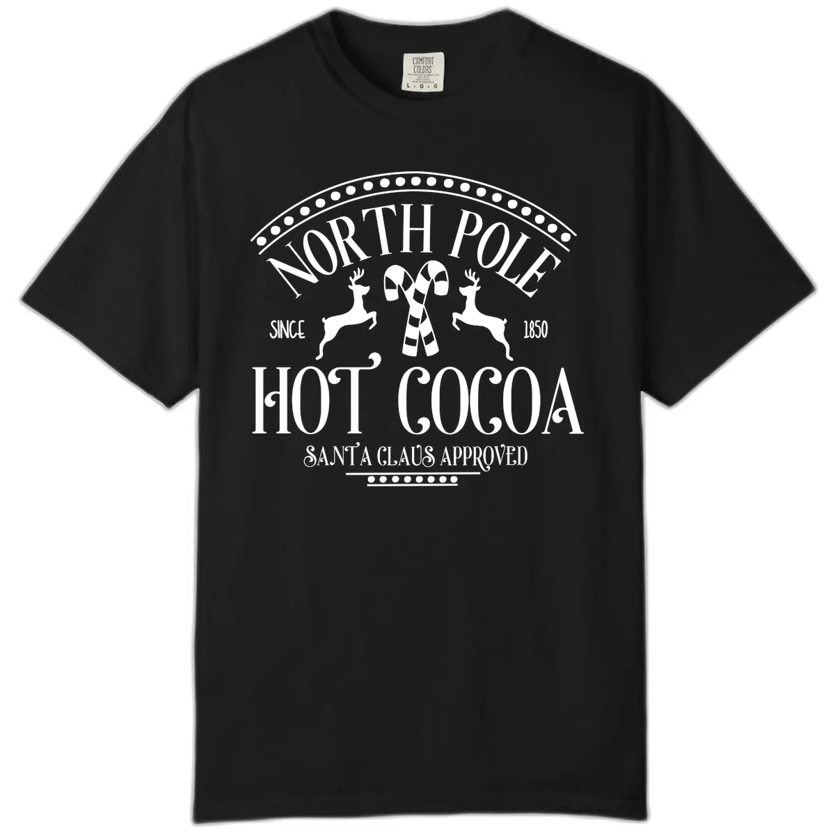 North Pole Hot Cocoa Since 1850 Sign Comfort Color in Black