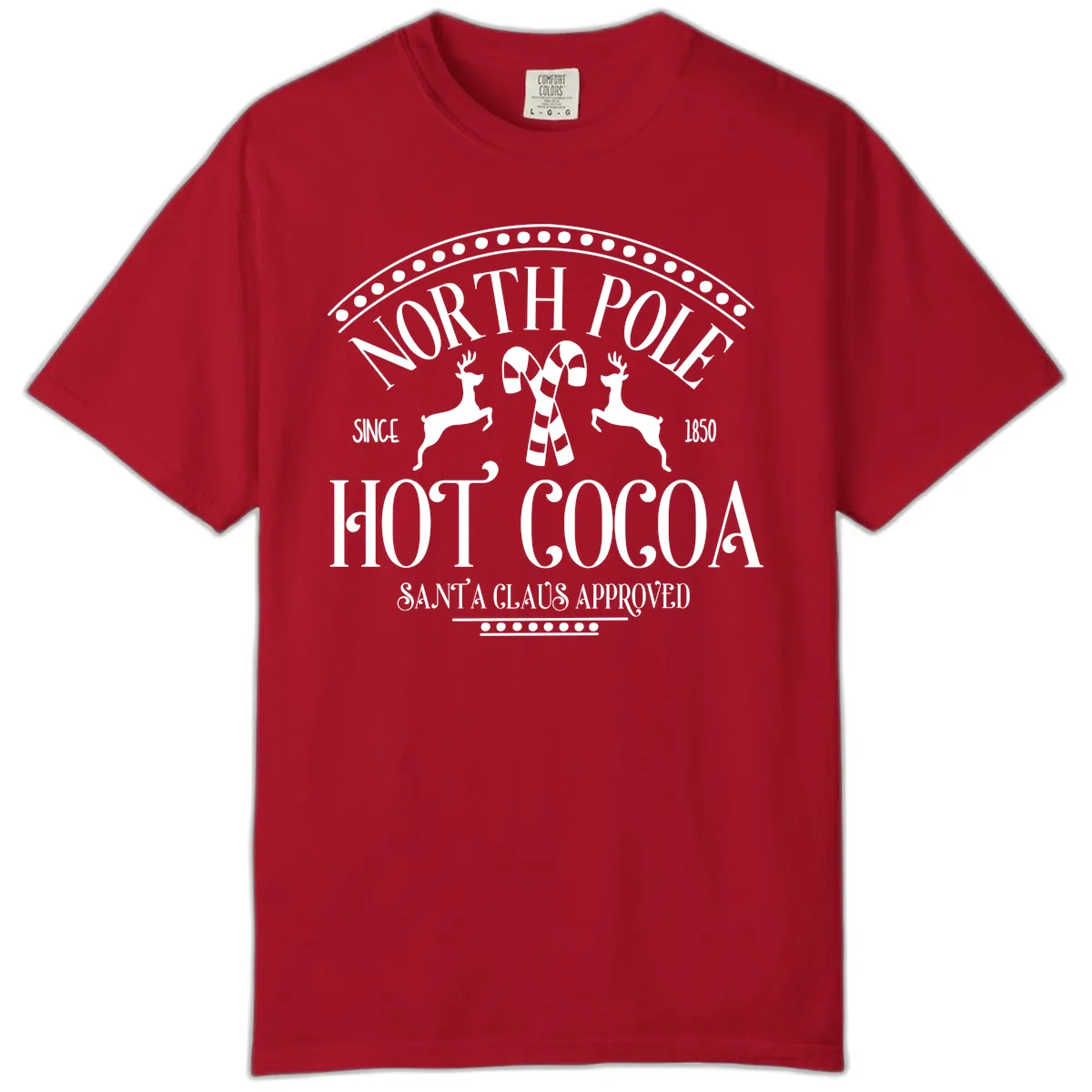North Pole Hot Cocoa Since 1850 Sign Comfort Color in Red