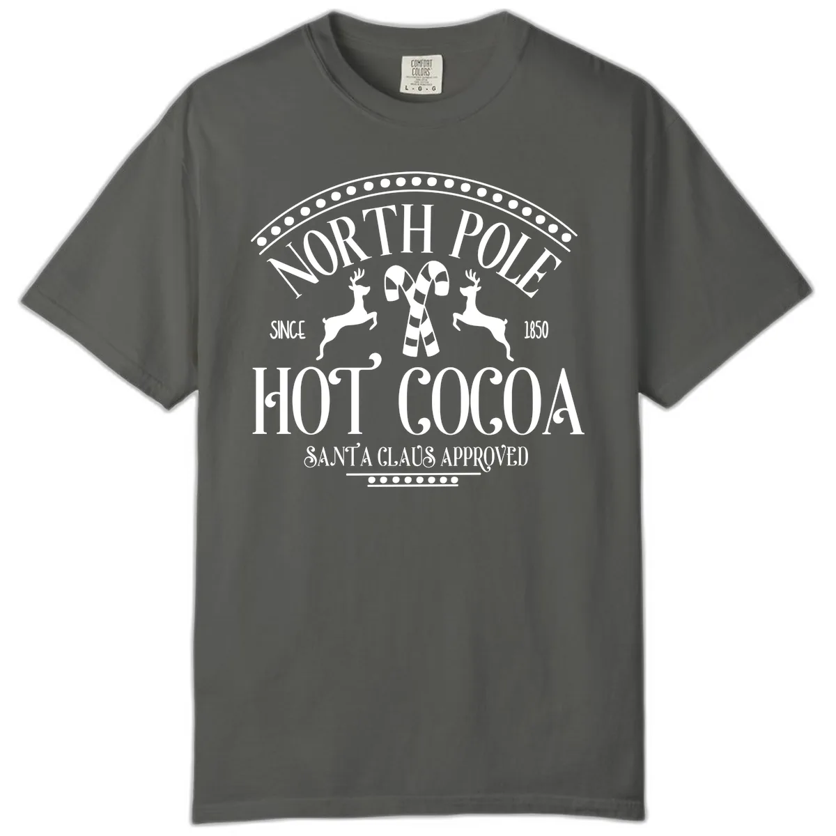 North Pole Hot Cocoa Since 1850 Sign Comfort Color in Pepper