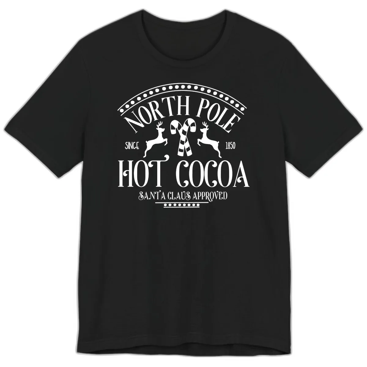 North Pole Hot Cocoa Since 1850 Sign Premium T-Shirt in Black