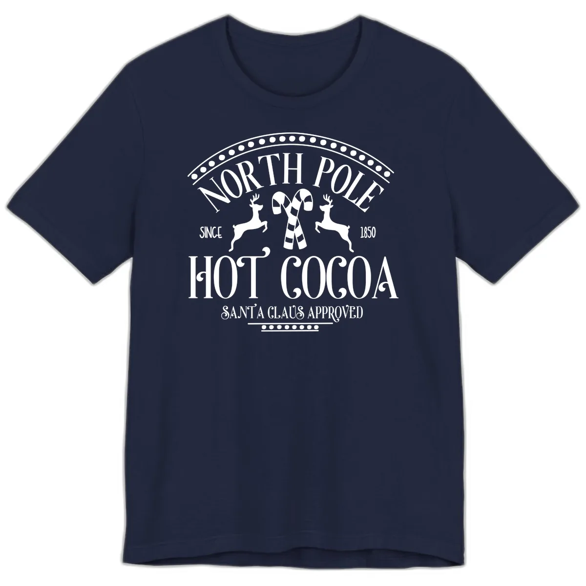 North Pole Hot Cocoa Since 1850 Sign Premium T-Shirt in Navy