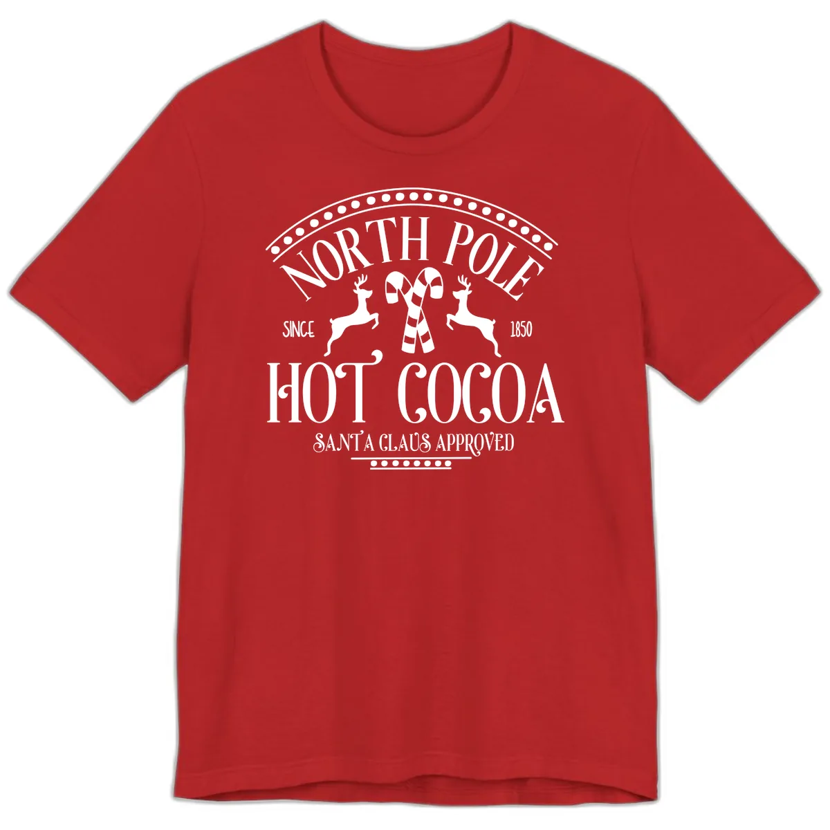 North Pole Hot Cocoa Since 1850 Sign Premium T-Shirt in Red