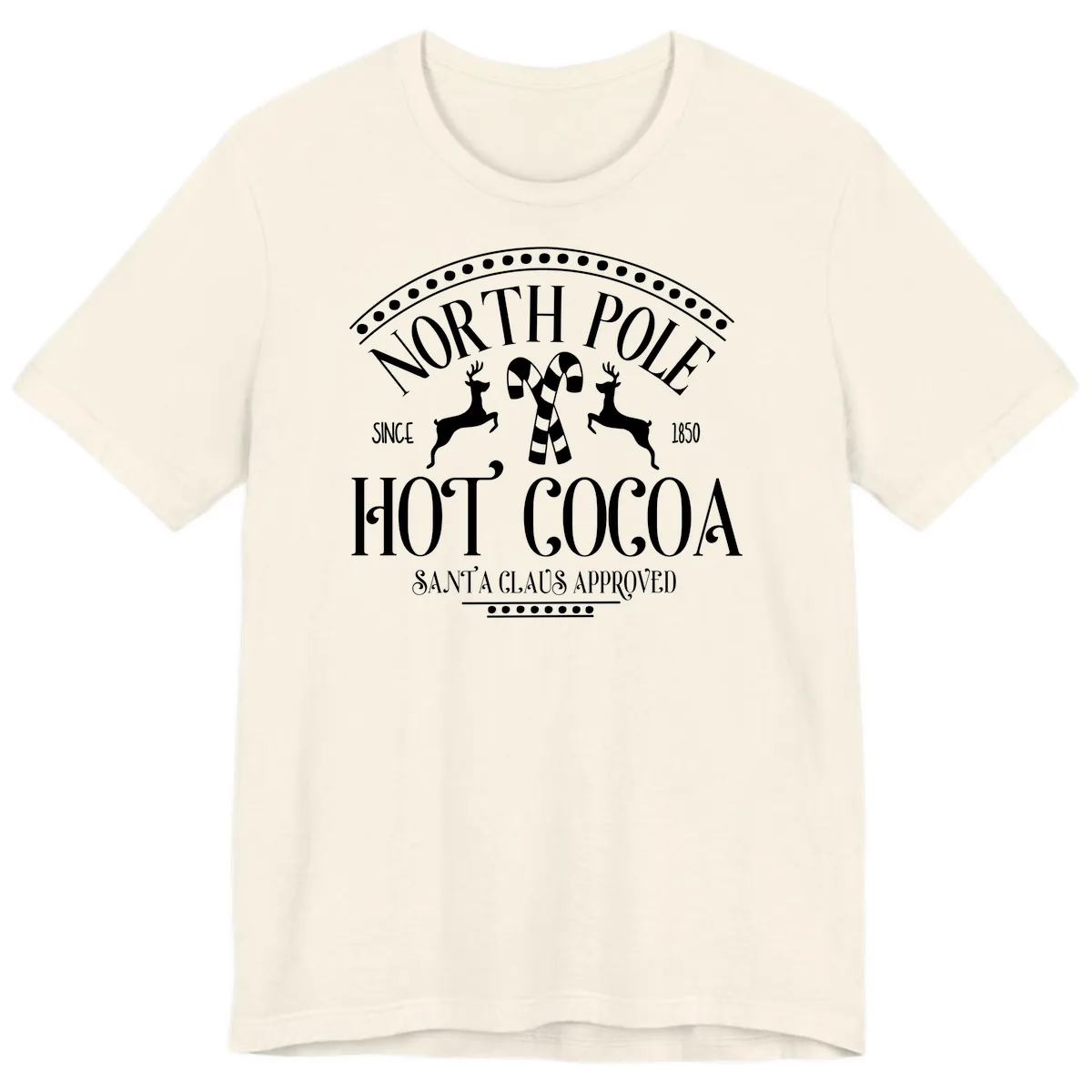 North Pole Hot Cocoa Since 1850 Sign Premium T-Shirt in Natural