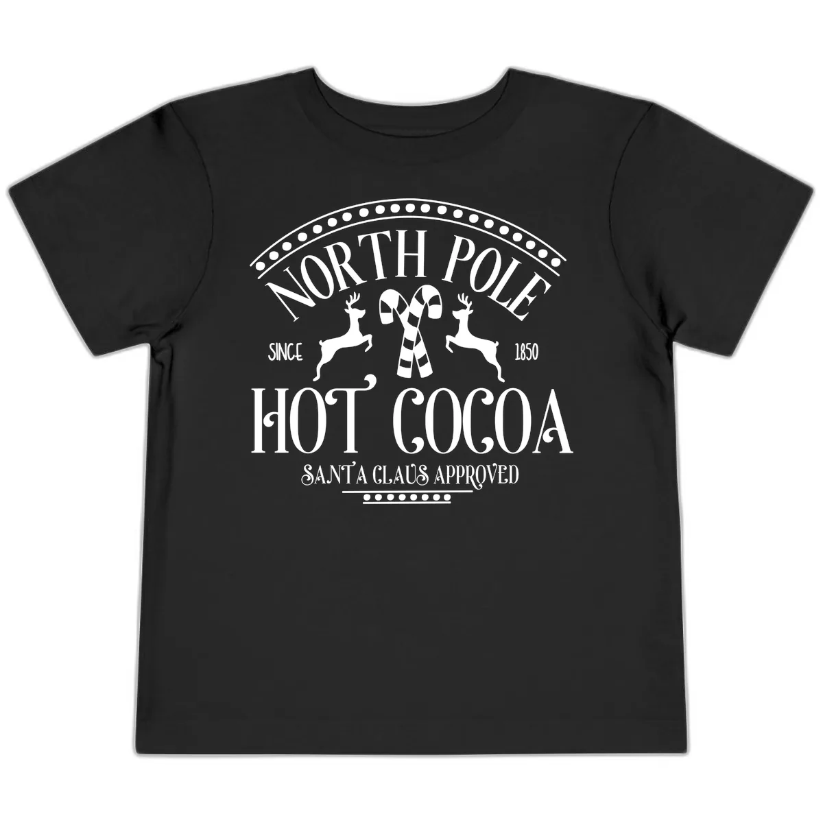 North Pole Hot Cocoa Since 1850 Sign Toddler T-Shirt in Black