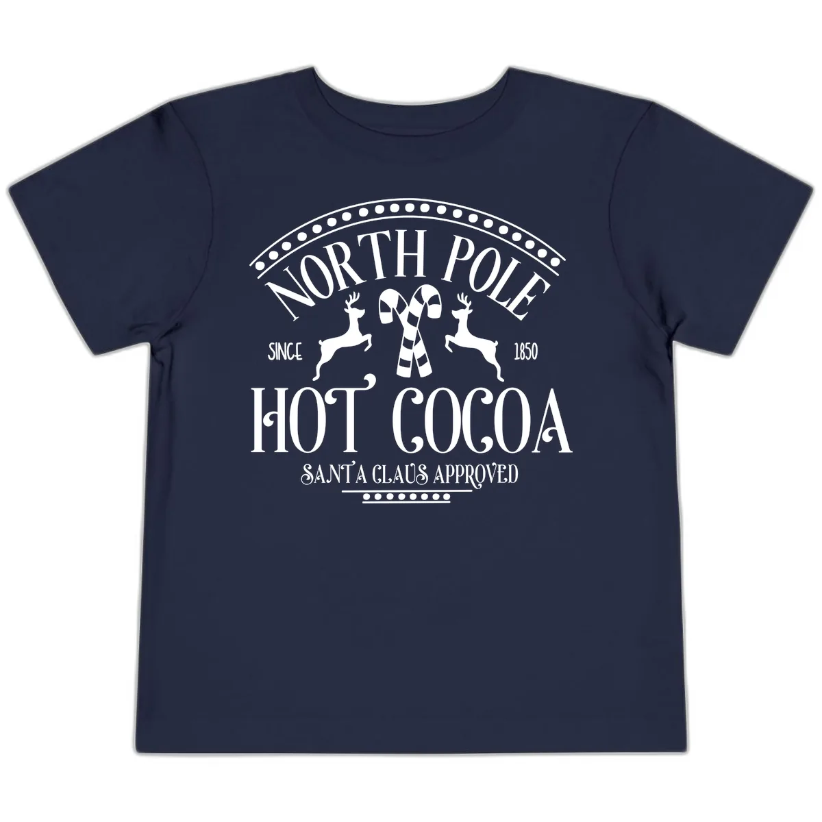 North Pole Hot Cocoa Since 1850 Sign Toddler T-Shirt in Navy