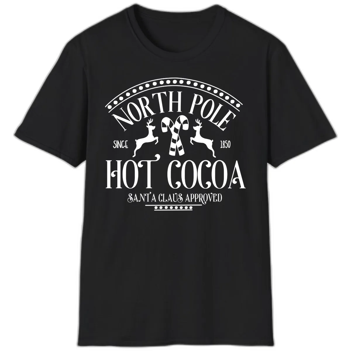 North Pole Hot Cocoa Since 1850 Sign T-Shirt in Black
