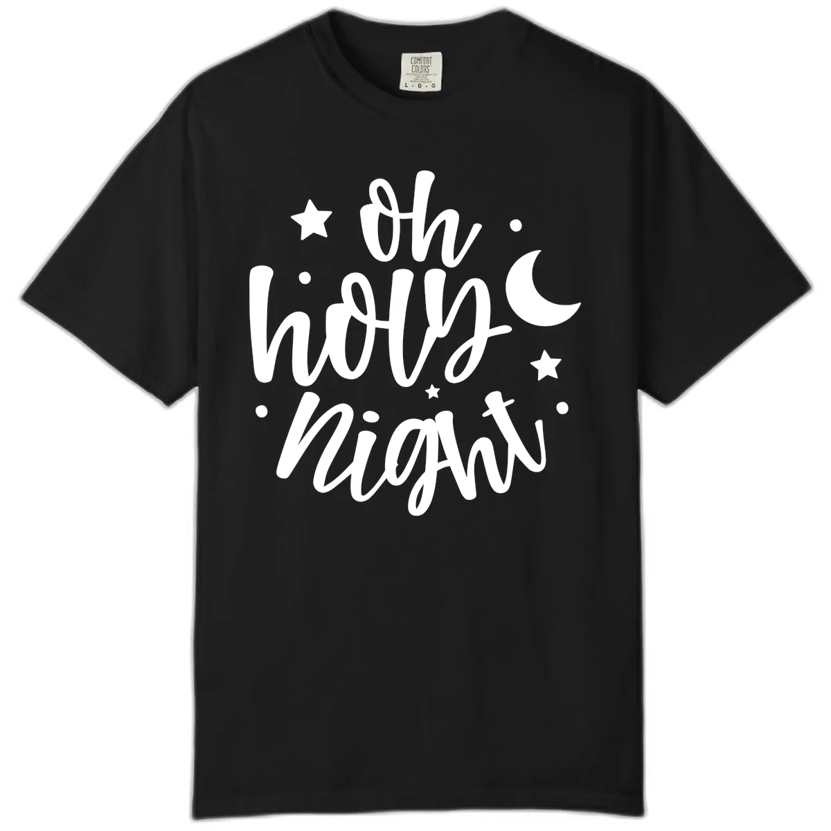 Oh Holy Night Christmas Script Design Comfort Color in Black