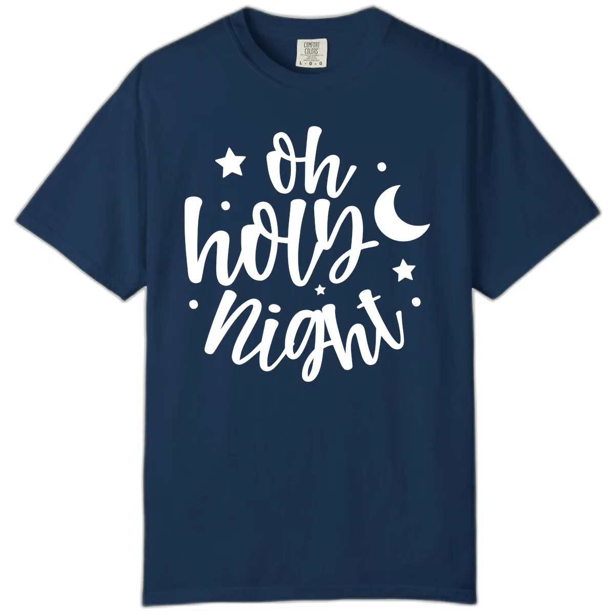 Oh Holy Night Christmas Script Design Comfort Color in Navy
