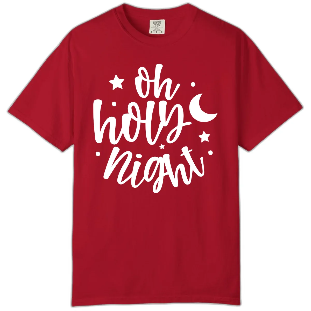 Oh Holy Night Christmas Script Design Comfort Color in Red