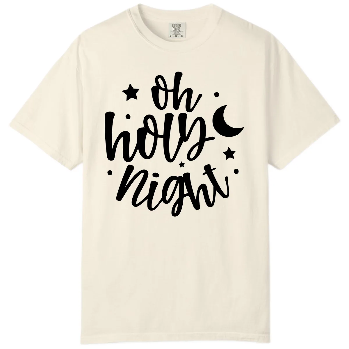 Oh Holy Night Christmas Script Design Comfort Color in Ivory