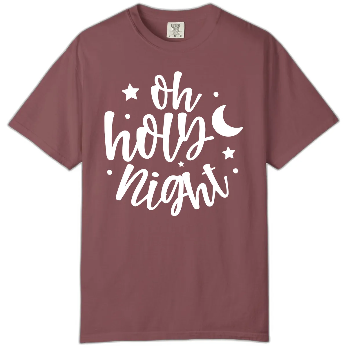 Oh Holy Night Christmas Script Design Comfort Color in Brick
