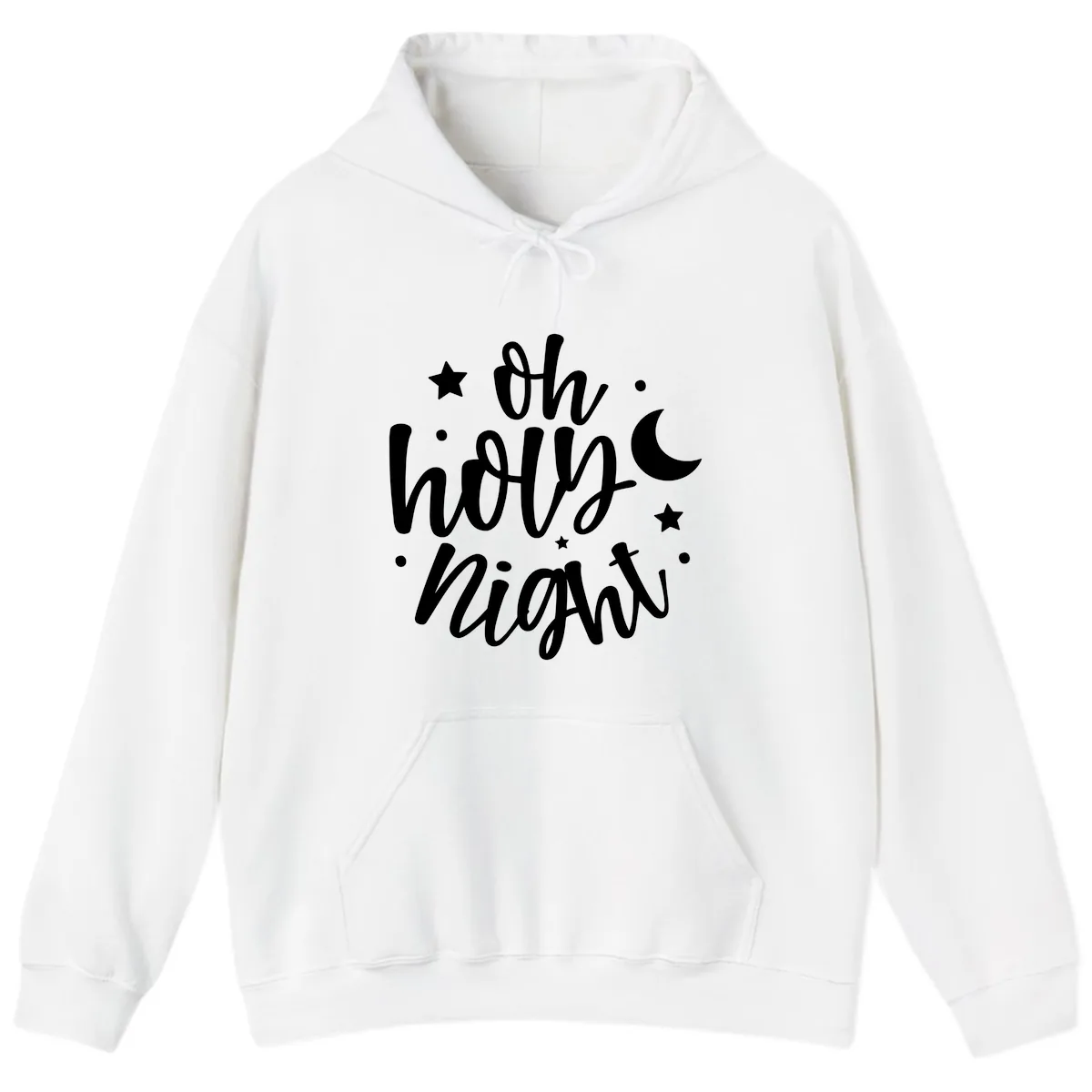 Oh Holy Night Christmas Script Design Hoodie in White