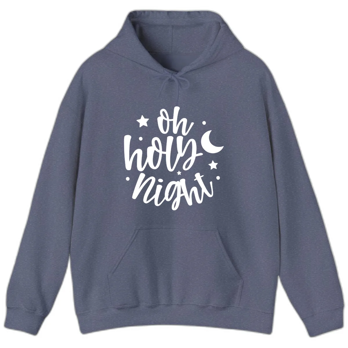 Oh Holy Night Christmas Script Design Hoodie in Heather Navy