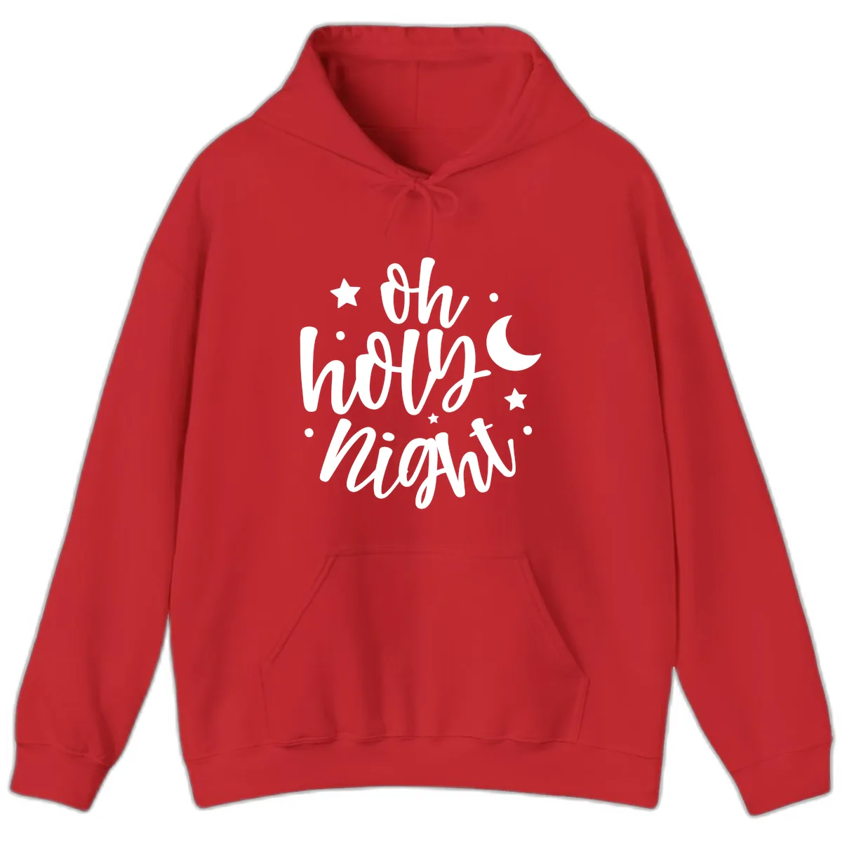 Oh Holy Night Christmas Script Design Hoodie in Red