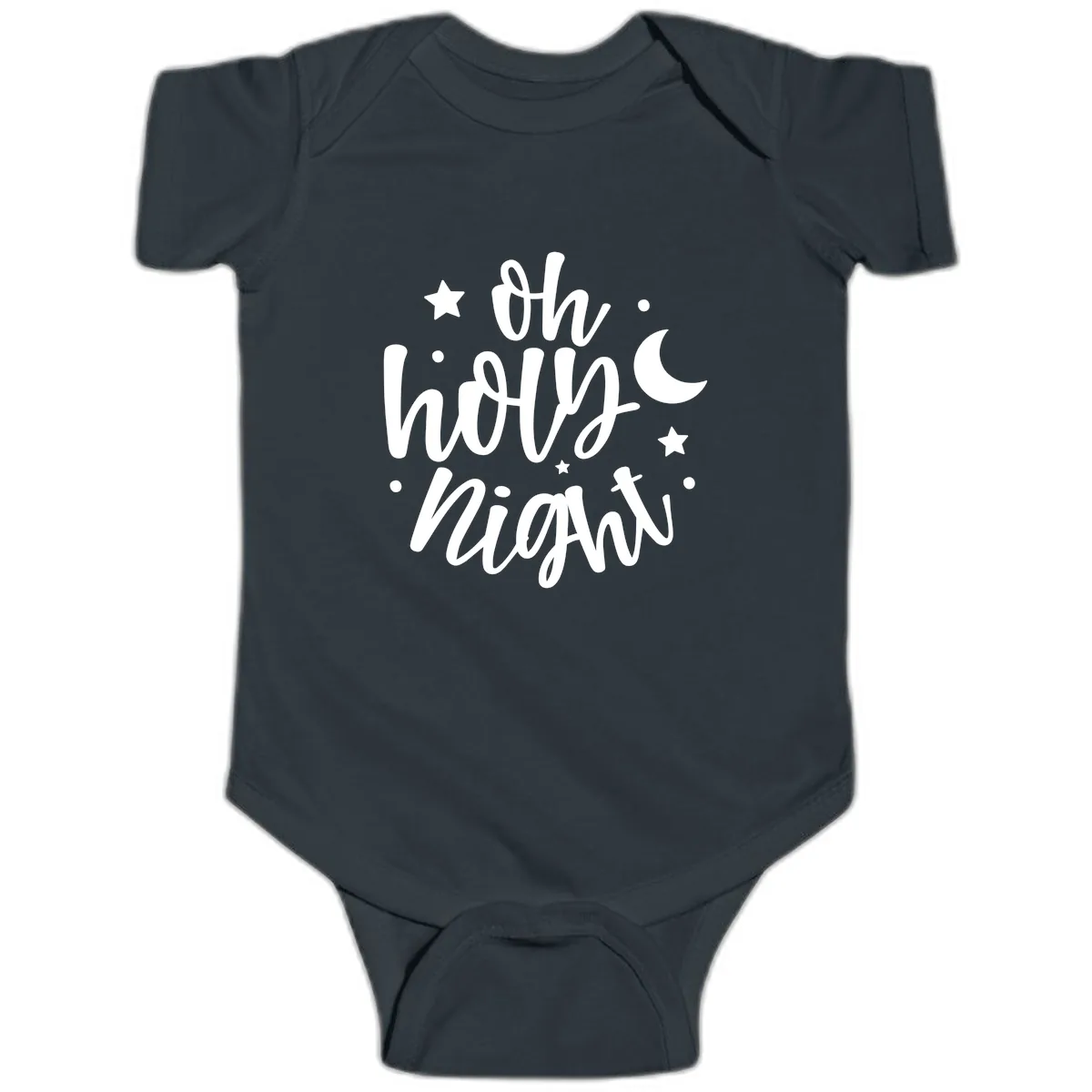 Oh Holy Night Christmas Script Design Baby Onesie in Black