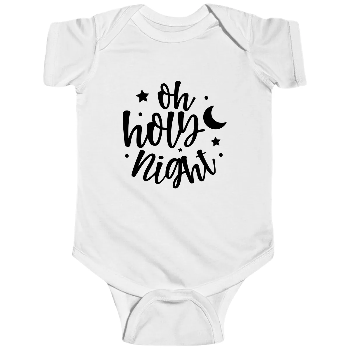 Oh Holy Night Christmas Script Design Baby Onesie in White