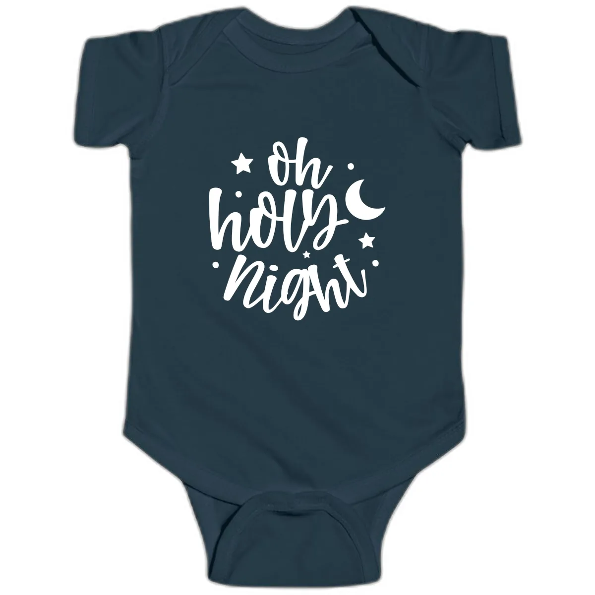 Oh Holy Night Christmas Script Design Baby Onesie in Navy