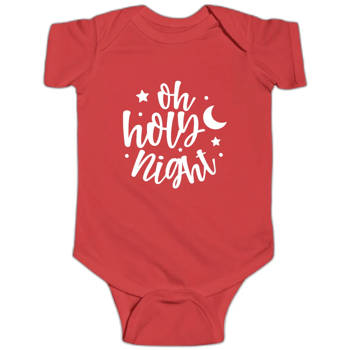 Oh Holy Night Christmas Script Design Baby Onesie in Red