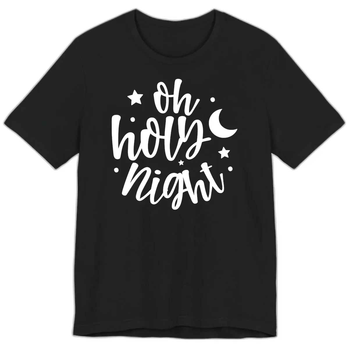 Oh Holy Night Christmas Script Design Premium T-Shirt in Black