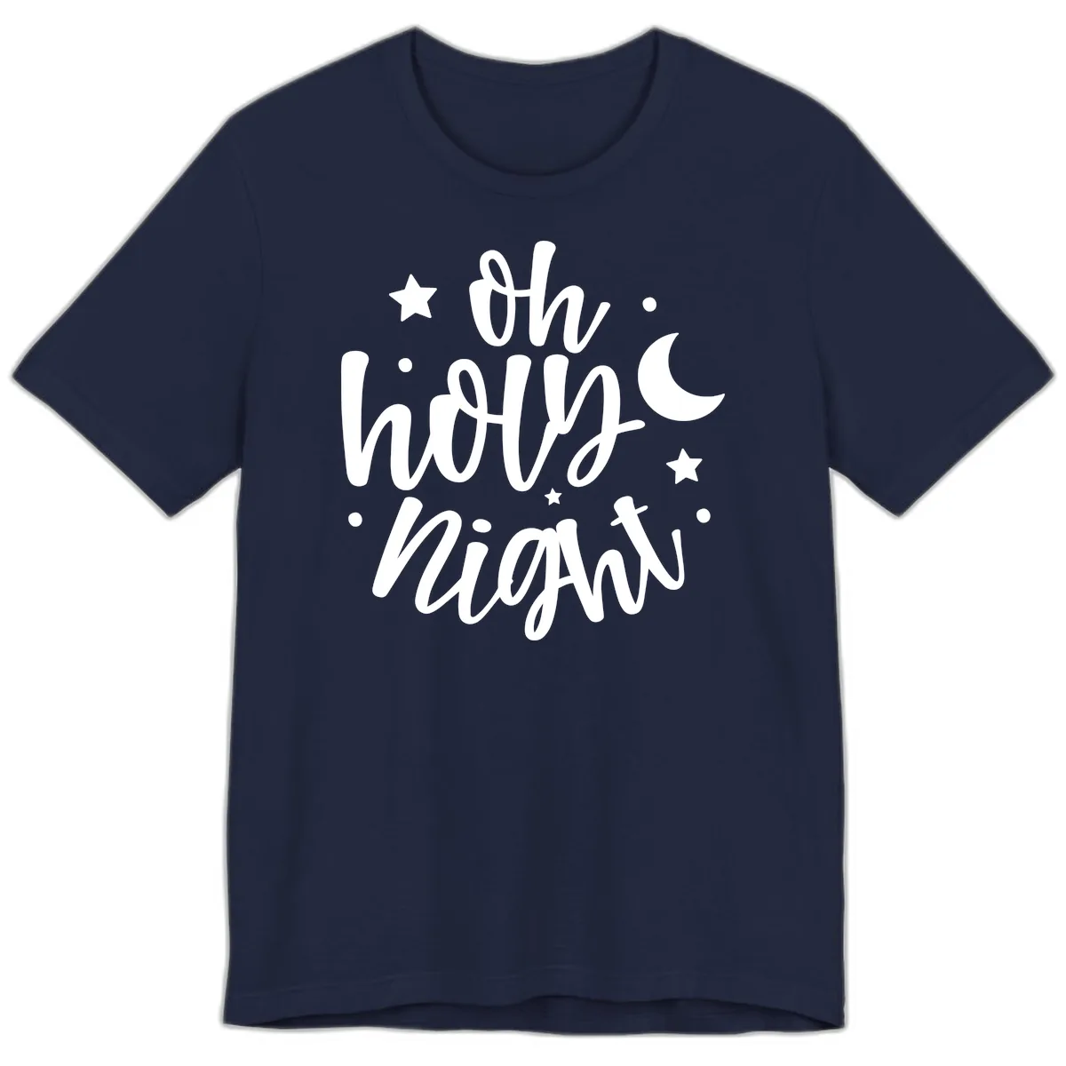 Oh Holy Night Christmas Script Design Premium T-Shirt in Navy