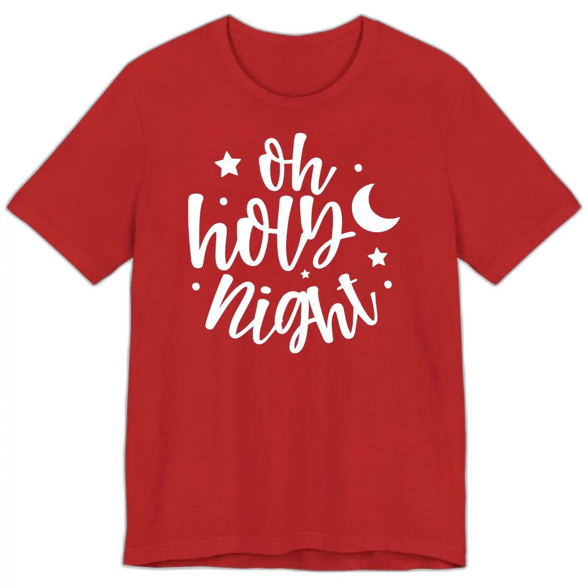 Oh Holy Night Christmas Script Design Premium T-Shirt in Red