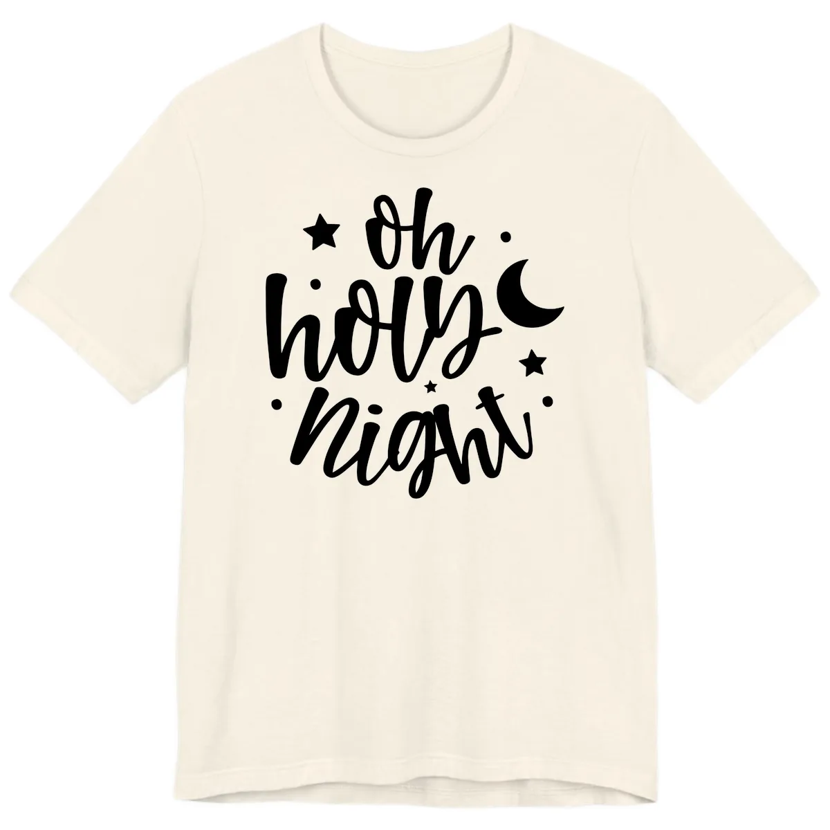 Oh Holy Night Christmas Script Design Premium T-Shirt in Natural