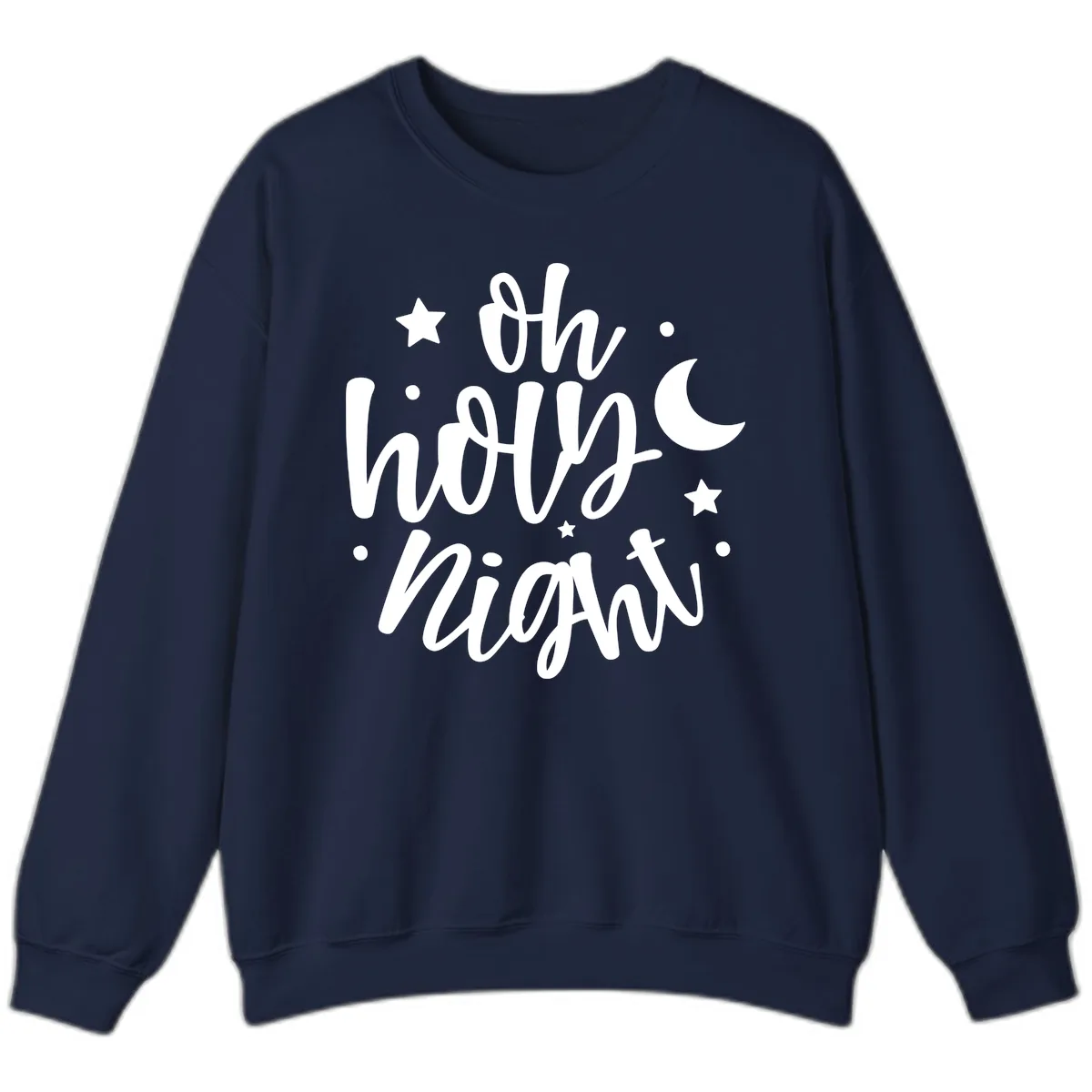 Oh Holy Night Christmas Script Design Sweatshirt in Navy