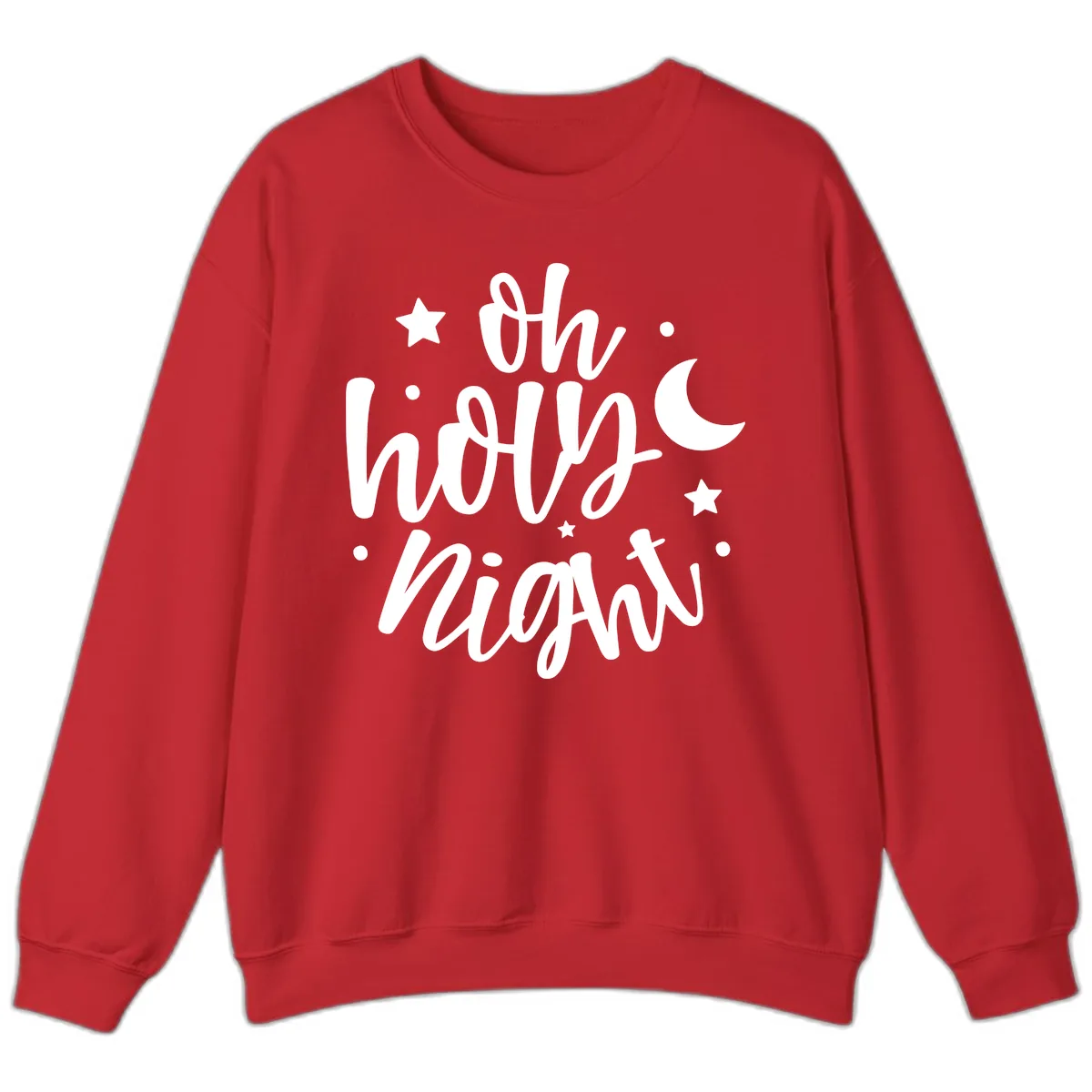 Oh Holy Night Christmas Script Design Sweatshirt in Red