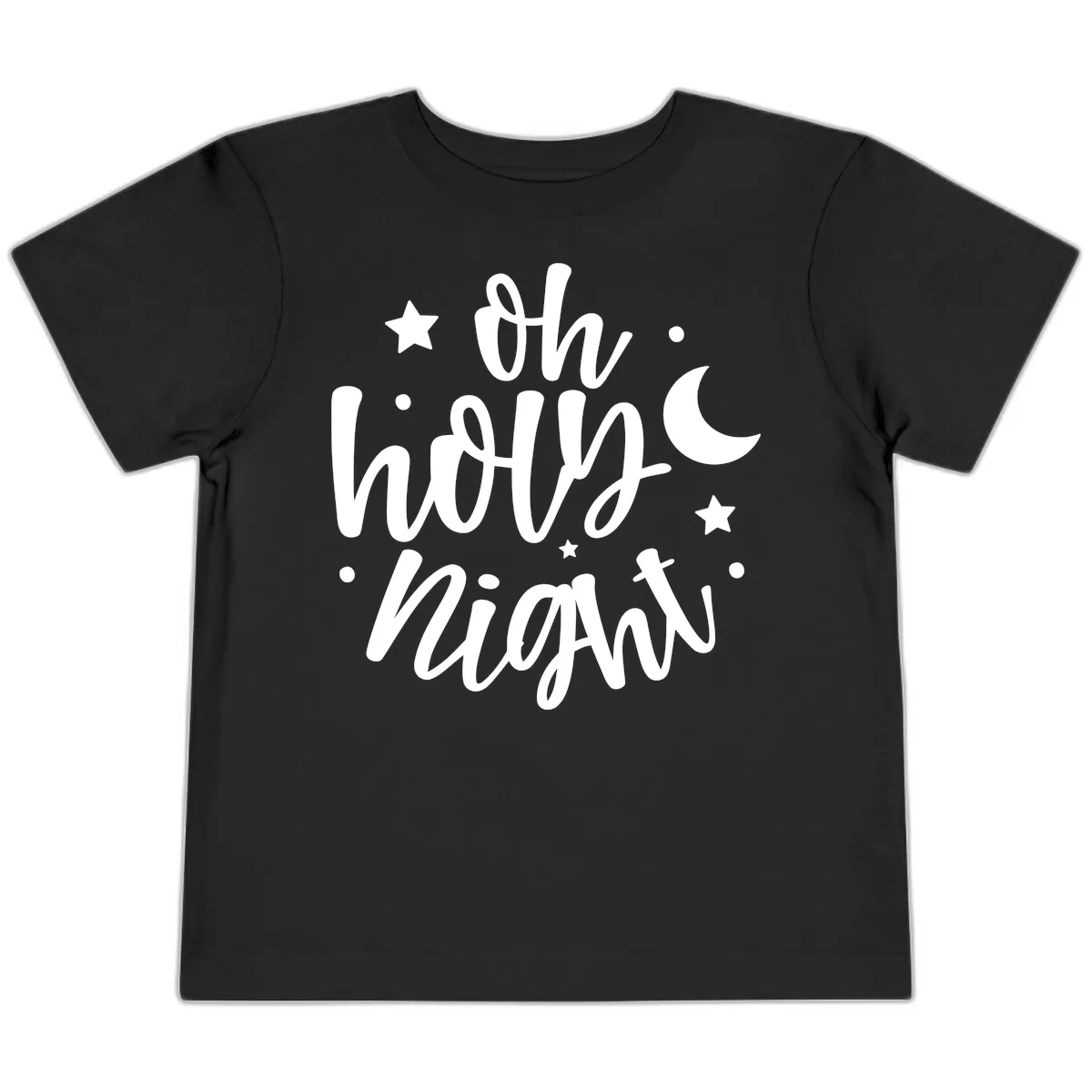 Oh Holy Night Christmas Script Design Toddler T-Shirt in Black