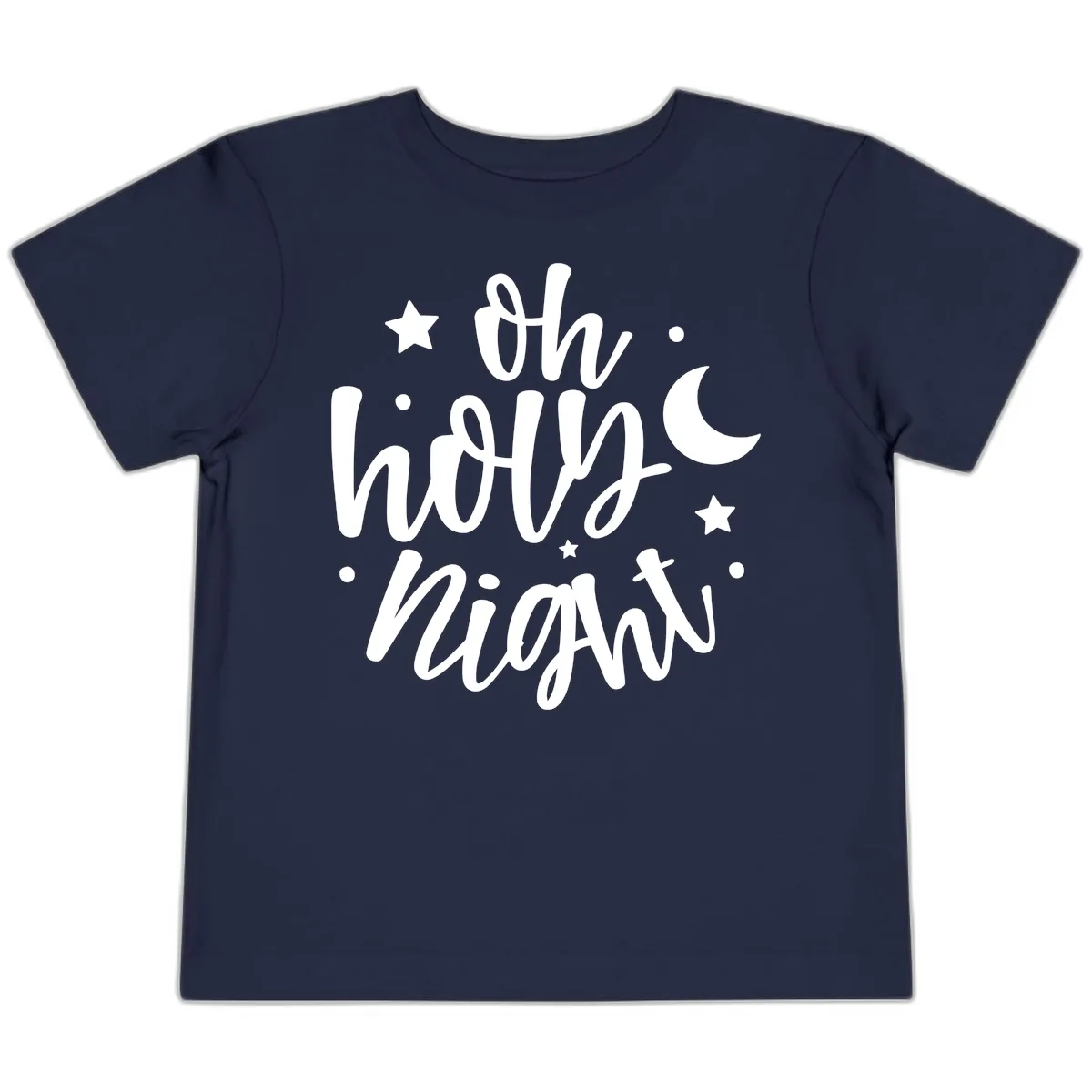 Oh Holy Night Christmas Script Design Toddler T-Shirt in Navy