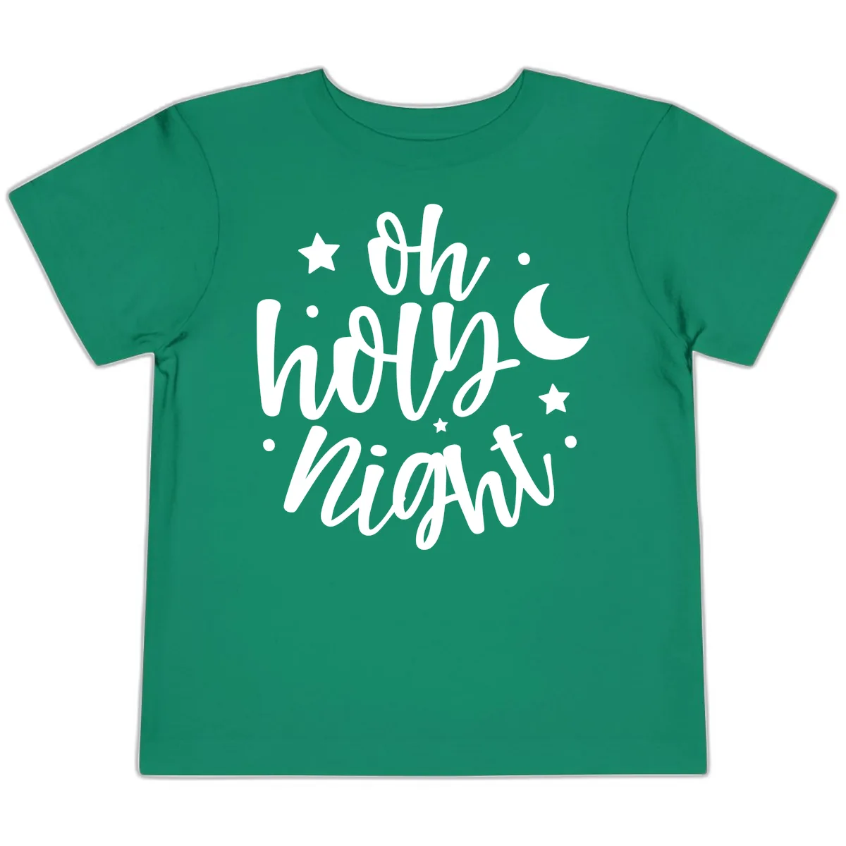 Oh Holy Night Christmas Script Design Toddler T-Shirt in Kelly