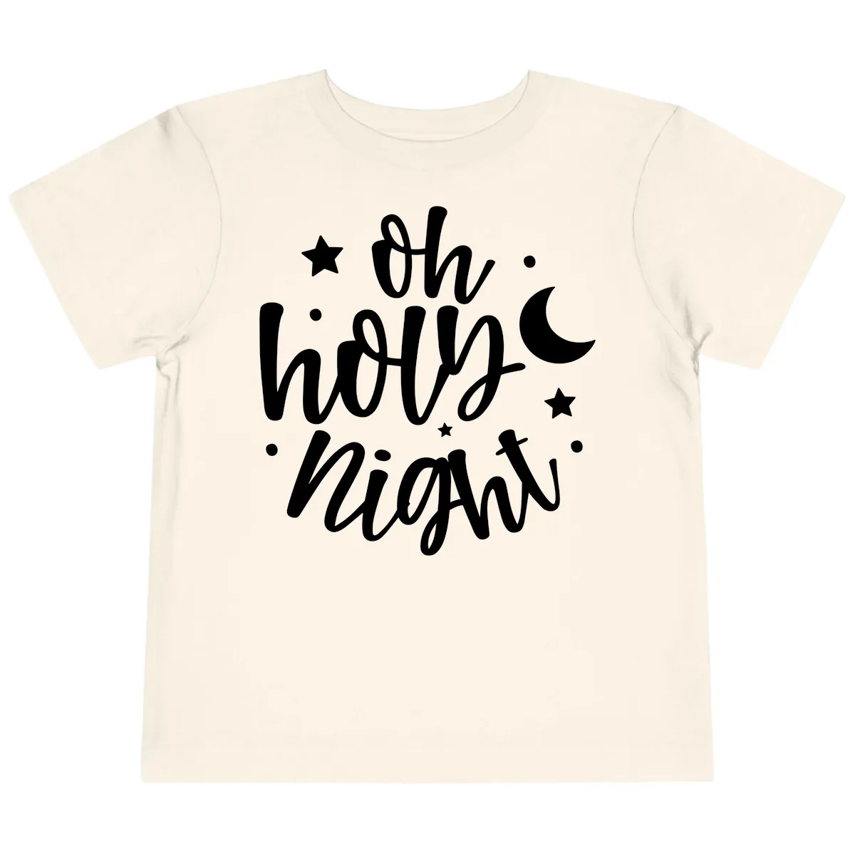 Oh Holy Night Christmas Script Design Toddler T-Shirt in Natural