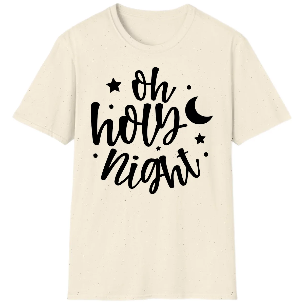 Oh Holy Night Christmas Script Design T-Shirt in Natural