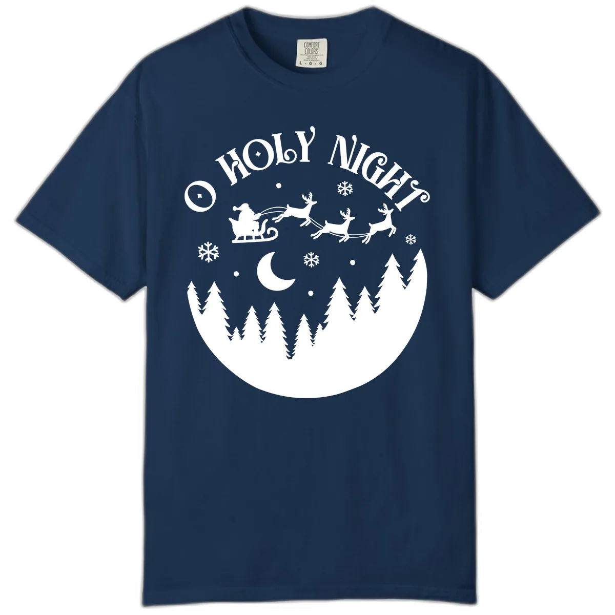 O Holy Night Christmas Sleigh Ride Comfort Color in Navy